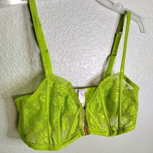 Savage X Fenty by Rihanna Caged Lace Bra Bralette Apple Fuji Green sz 1X - Picture 3 of 7
